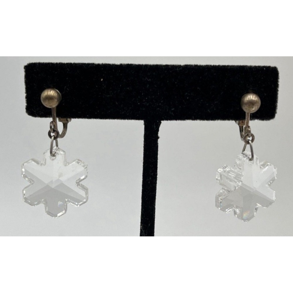IBB 925 Sterling Silver Quartz Crystal Snowflake Pendant Earrings Vintage Set - Picture 3 of 16